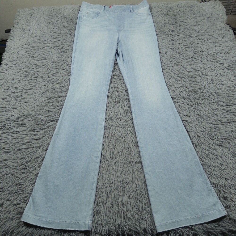 Spanx Jeans Large Tall (32x36) Blue Flare Leg Retro Light Wash Pull On Womens